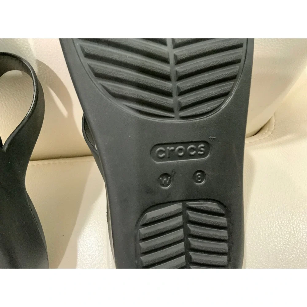 Crocs Brooklyn Low Wedge Sandals Black Two Strap Platform Slide Womens 8 206453